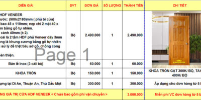 BAO GIA CUA GO HDF VENEER TAI BINH DUONG